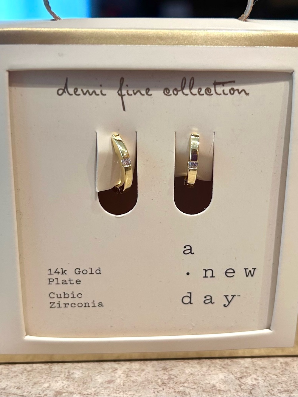 a new day Gold Cubic Zirconia Accent Mini Hoop Earrings